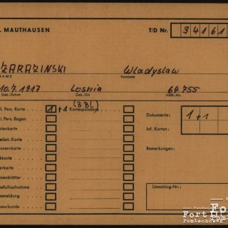 Zdjęcie pierwszej strony koperty z informacją o dokumentach więźnia